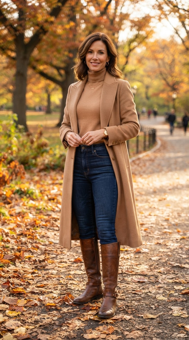The Turtleneck, Riding Boots & Camel Coat