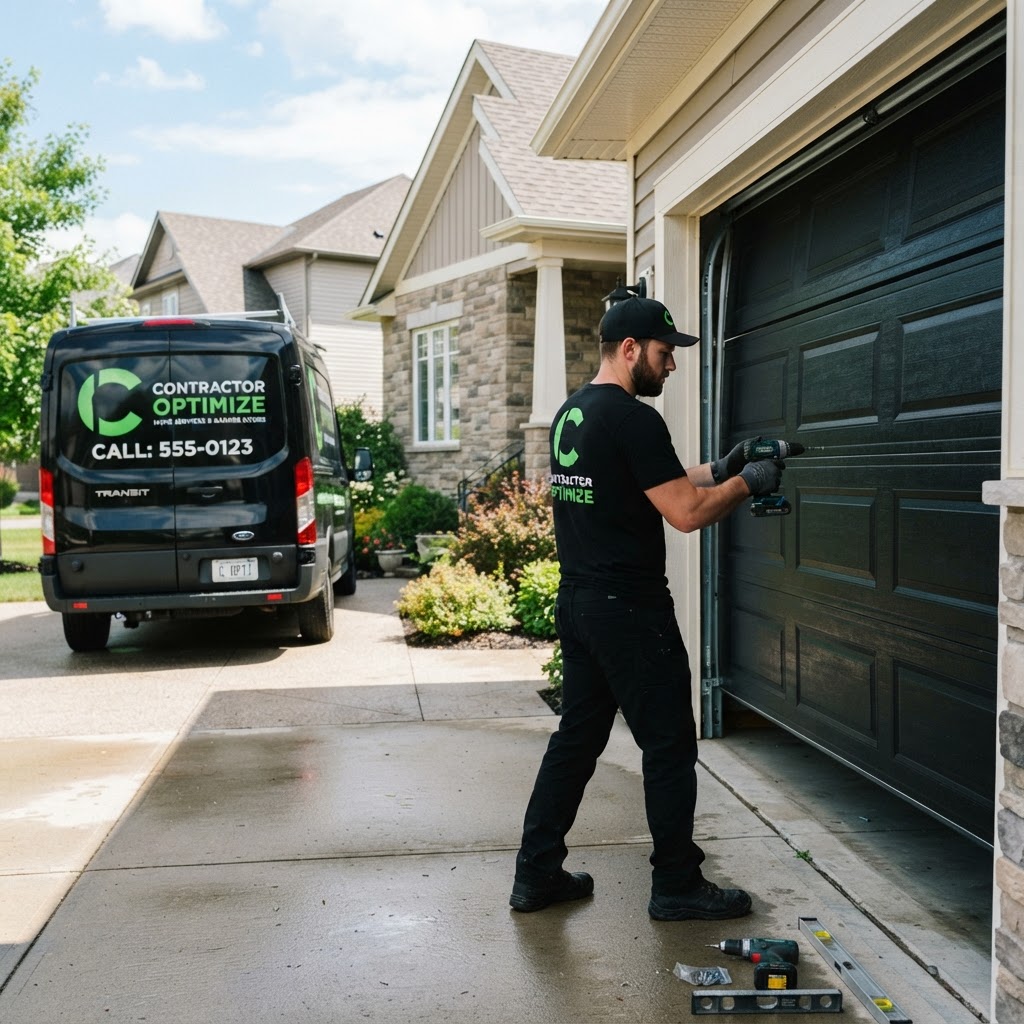 Garage door contractor representing garage door company marketing services