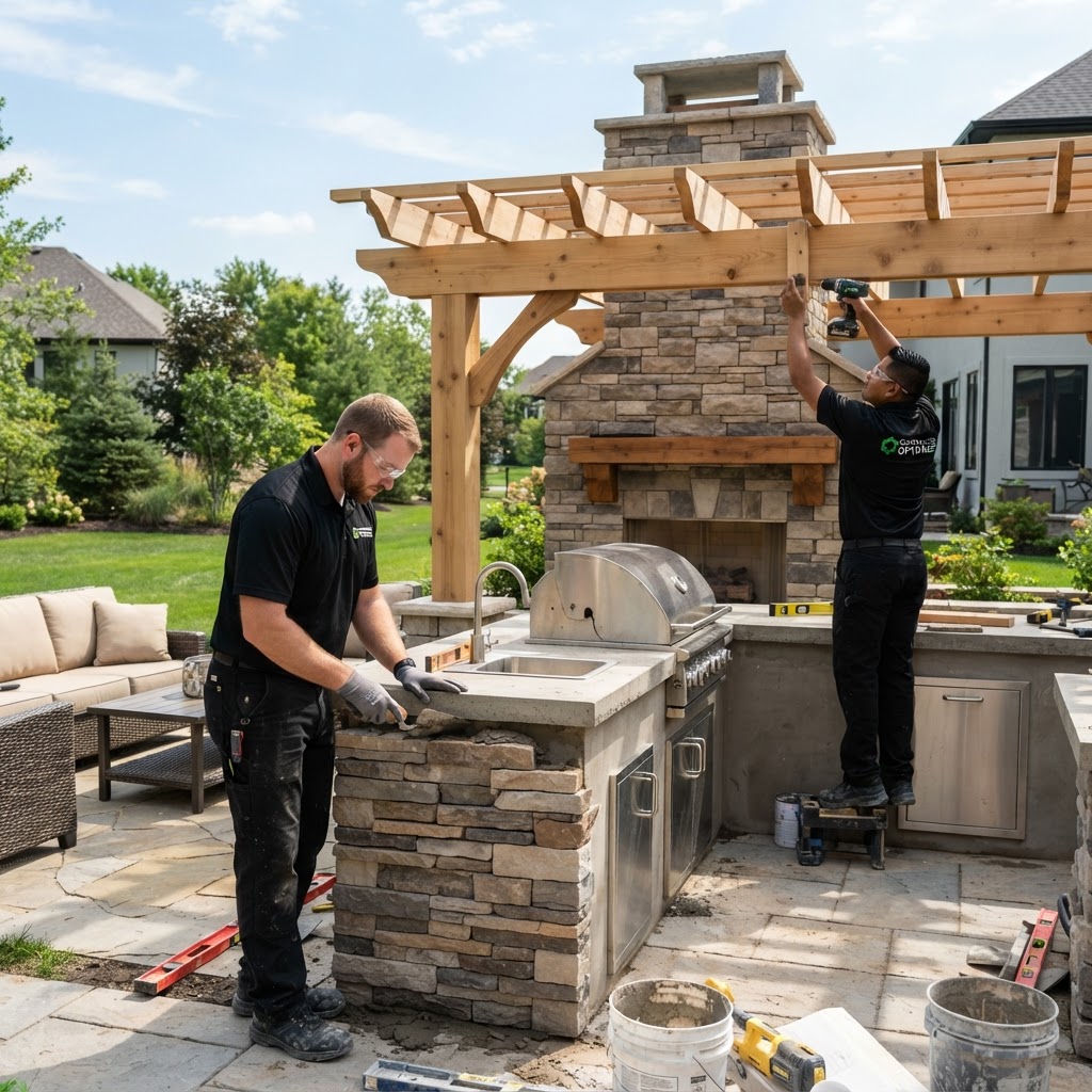 Residential outdoor living and deck project at a home