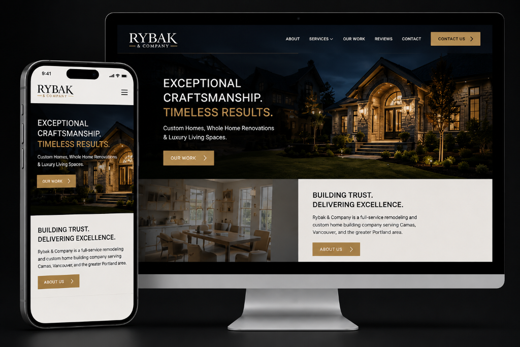 Rybak & Company website shown on phone and desktop, built by Contractor Optimize