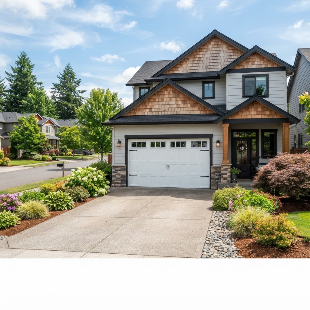 Modern residential garage door for Camas Washington garage door marketing