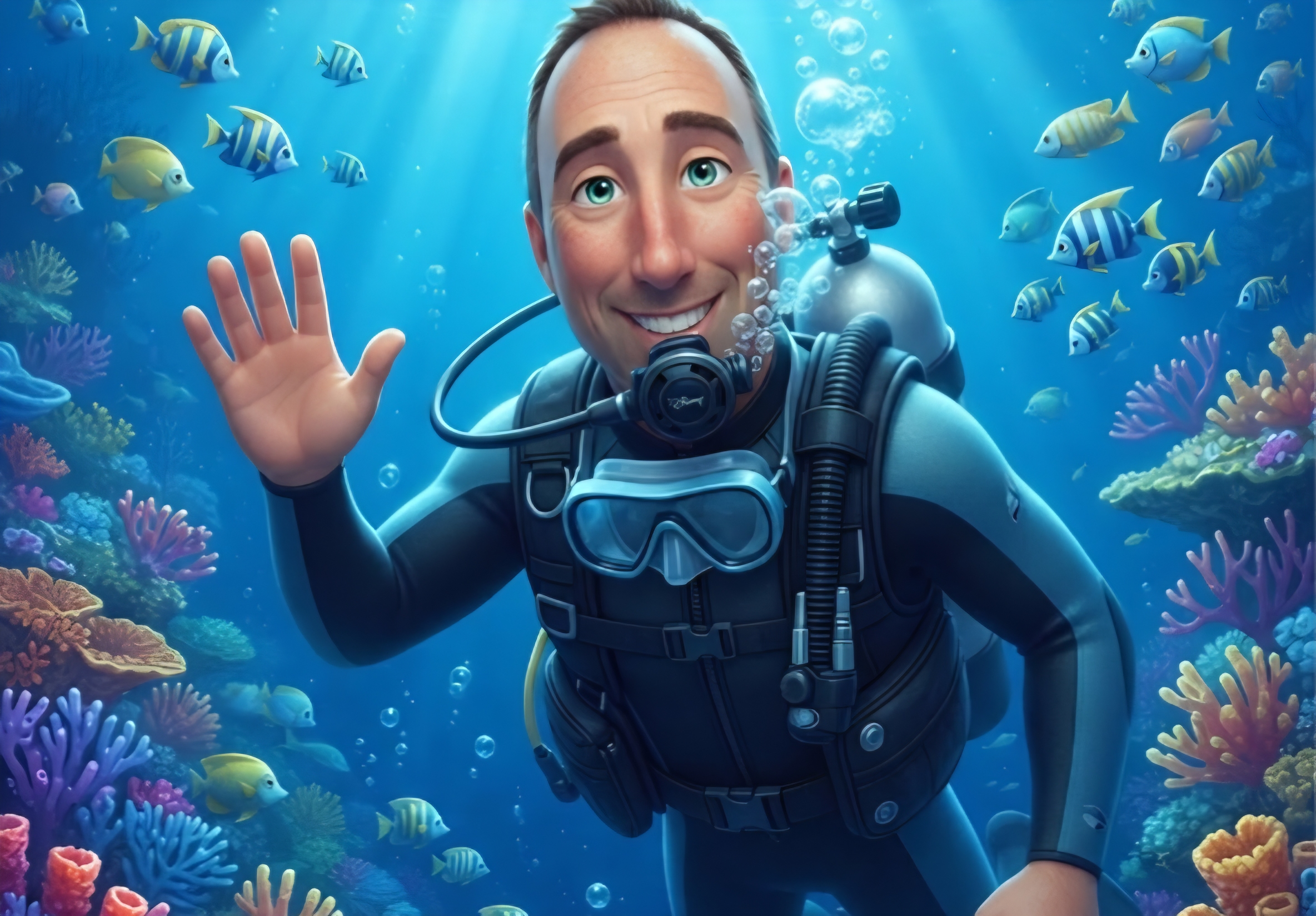 Dr. Scott Hartter diving a coral reef — The Whole Child Method pediatric chiropractic in Rochester NY