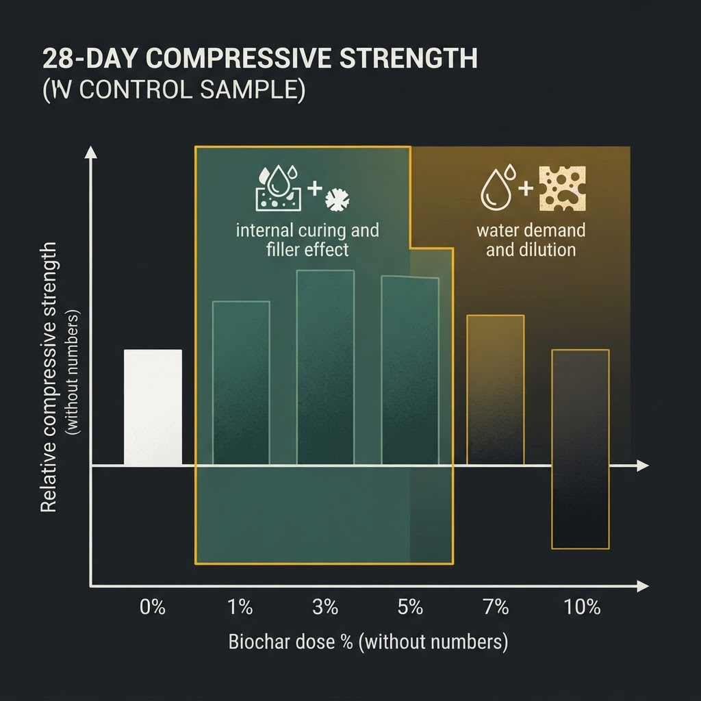 Biochar in Concrete: Dosage, Strength and Carbon Credits