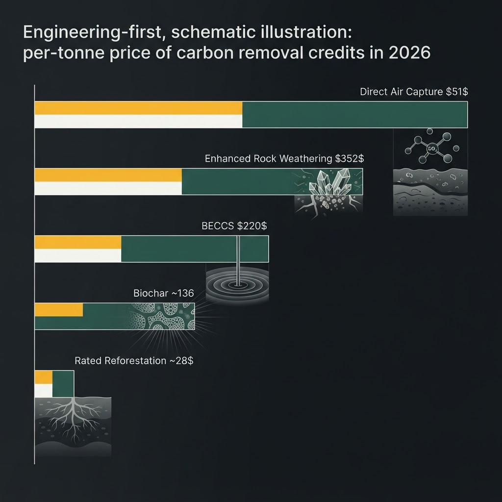 Cost of Carbon Removal Credits in 2026, by Method