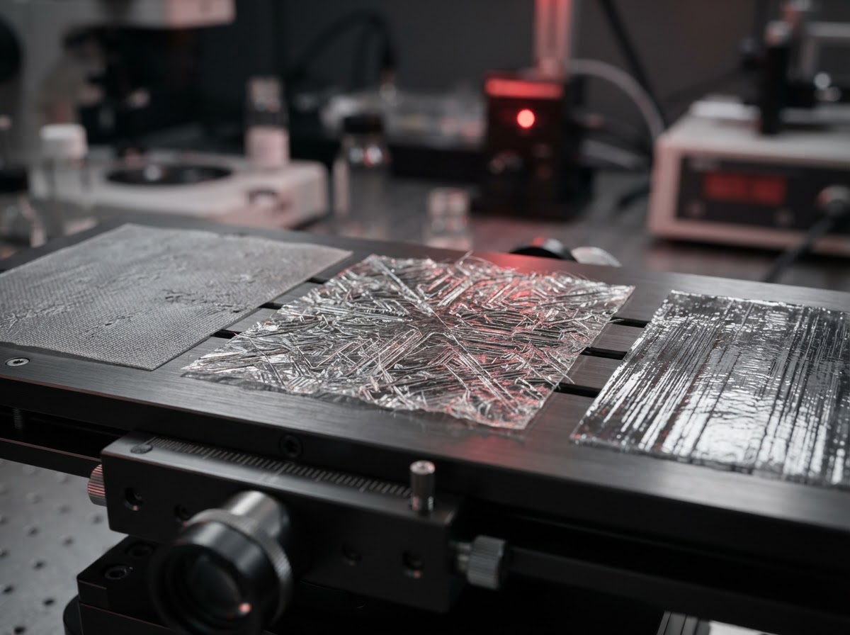 Advanced polymer material samples in materials science lab