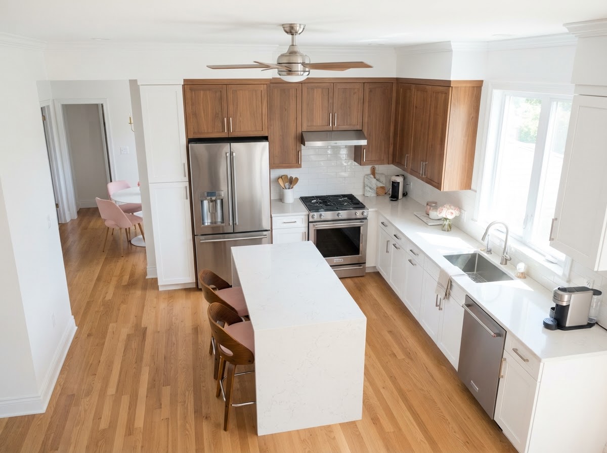 Sparkling clean kitchen with gleaming countertops