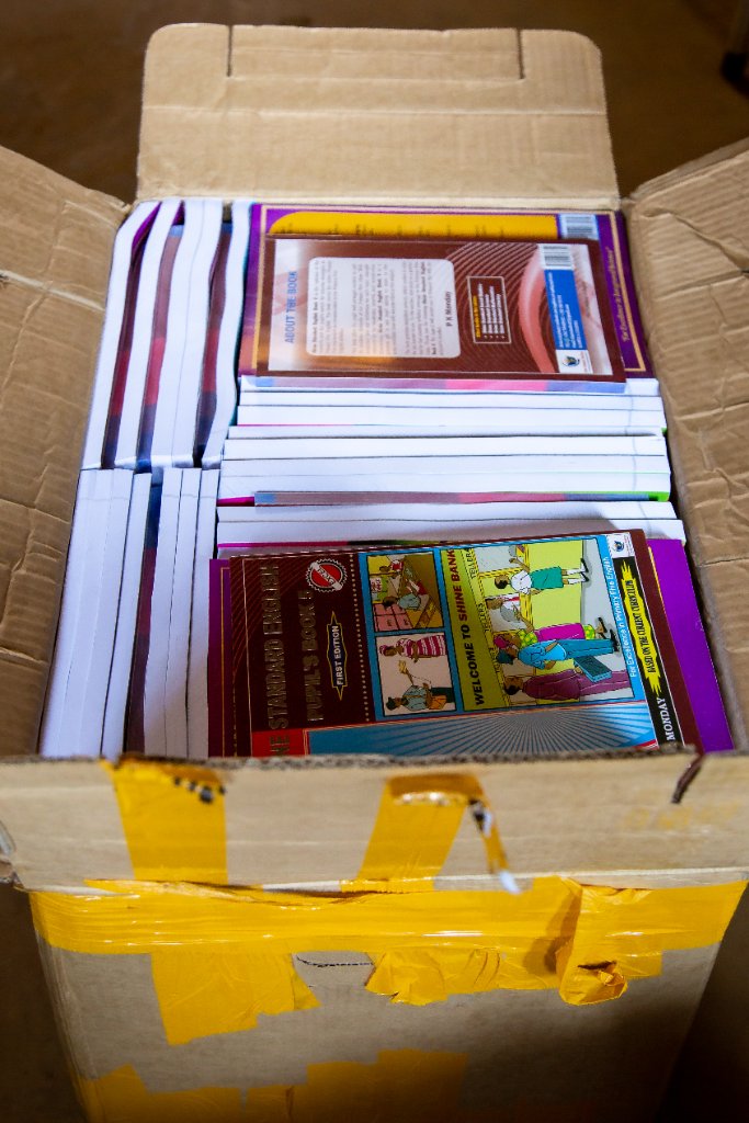 Fresh textbooks ready to distribute