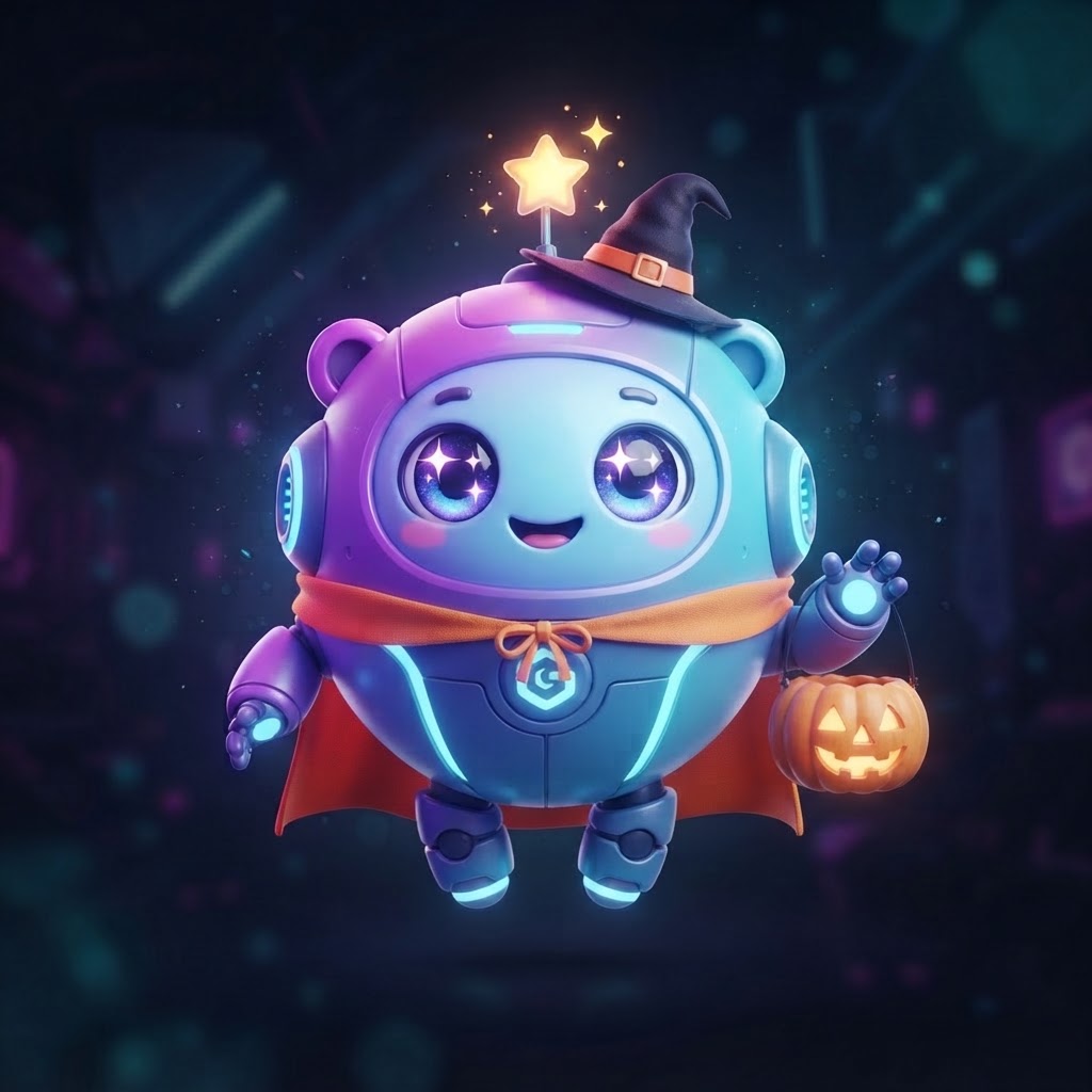 Dashbound mascot dressed for Halloween