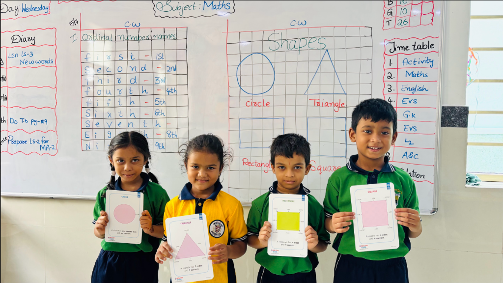 Children with worksheets