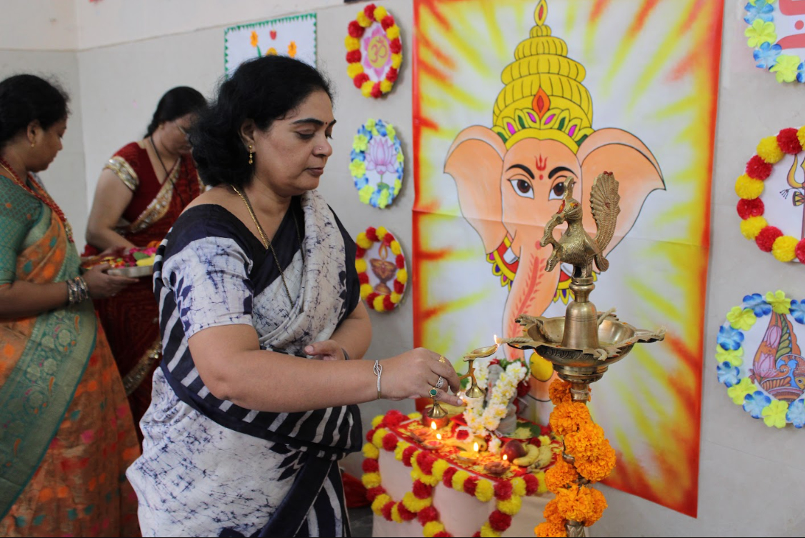 Ganesh Chaturthi — Lighting the Traditional Brass Lamp