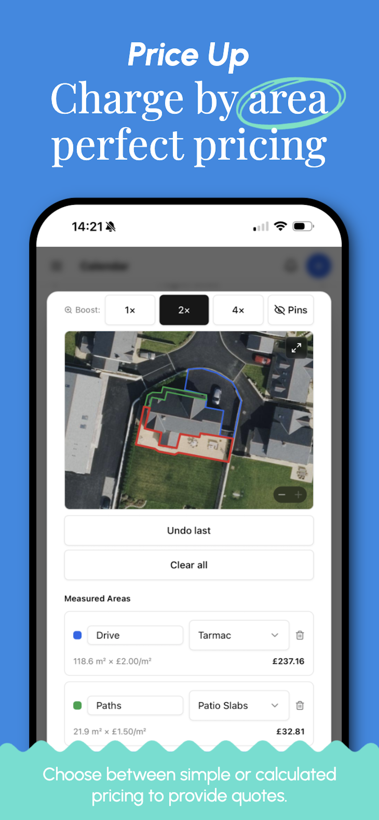 Measure a driveway and patio on the satellite map to price a pressure washing job by area