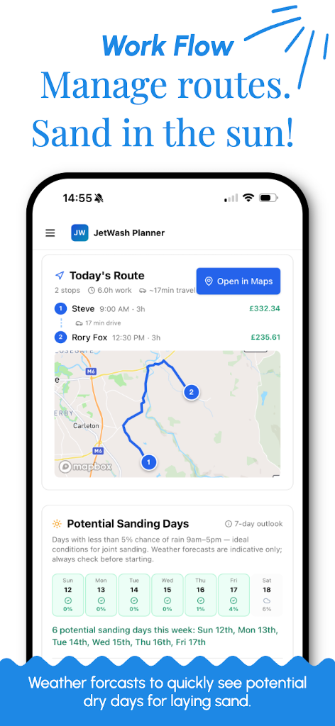 Manage routes. Sand in the sun!