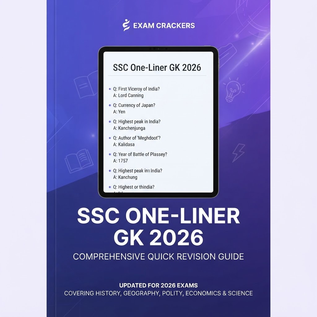 SSC One-Liner GK 2026 PDF