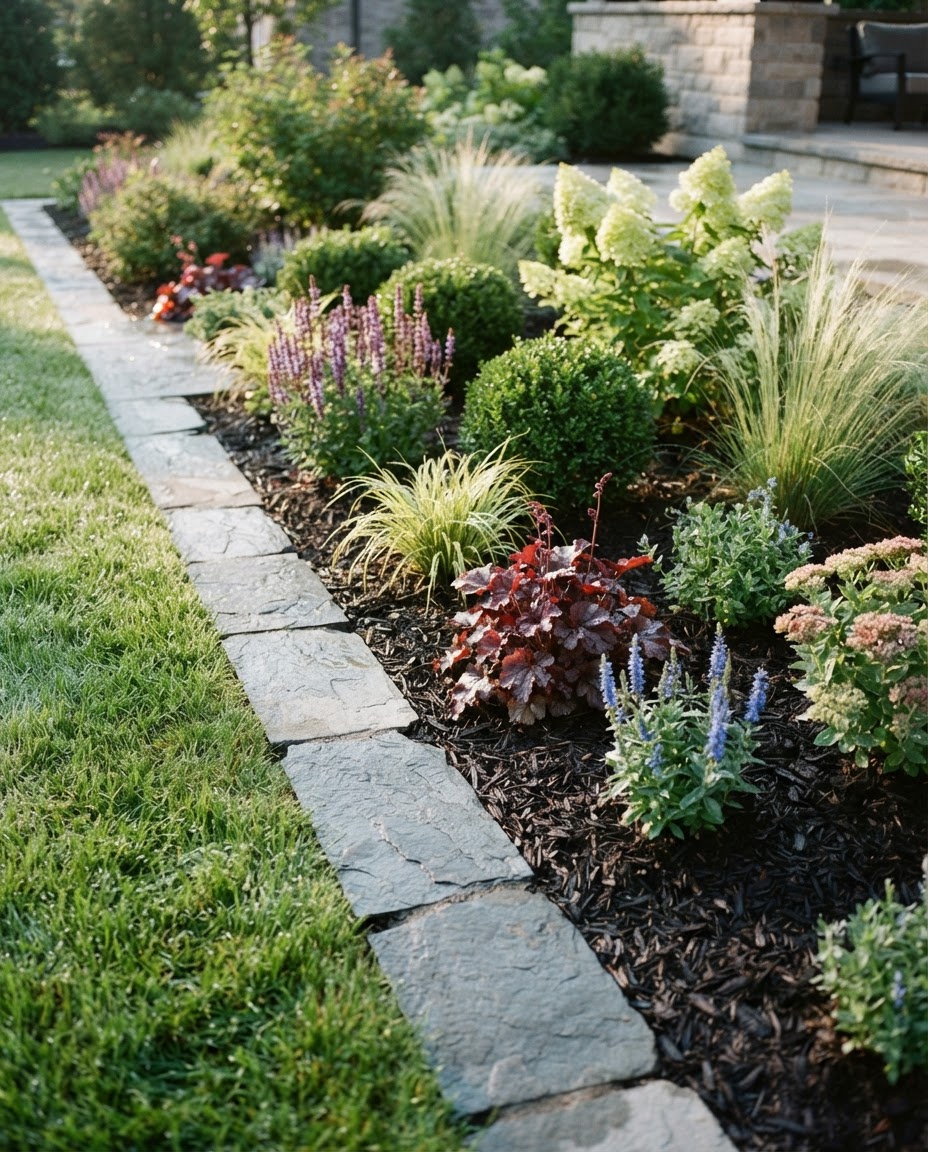 Meticulously maintained luxury garden bed by Leaf Out Landscaping
