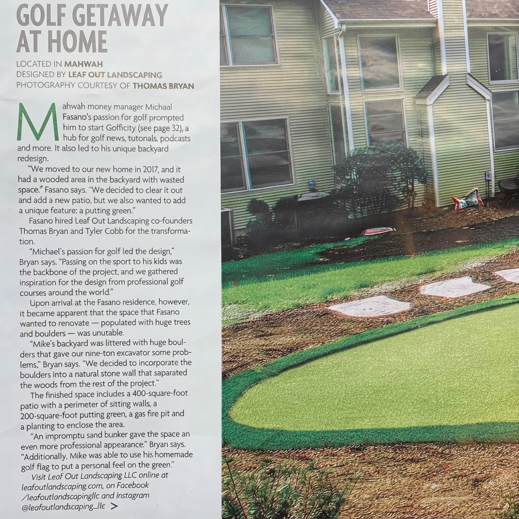 Bergen's Best Magazine article — Golf Getaway at Home by Leaf Out Landscaping