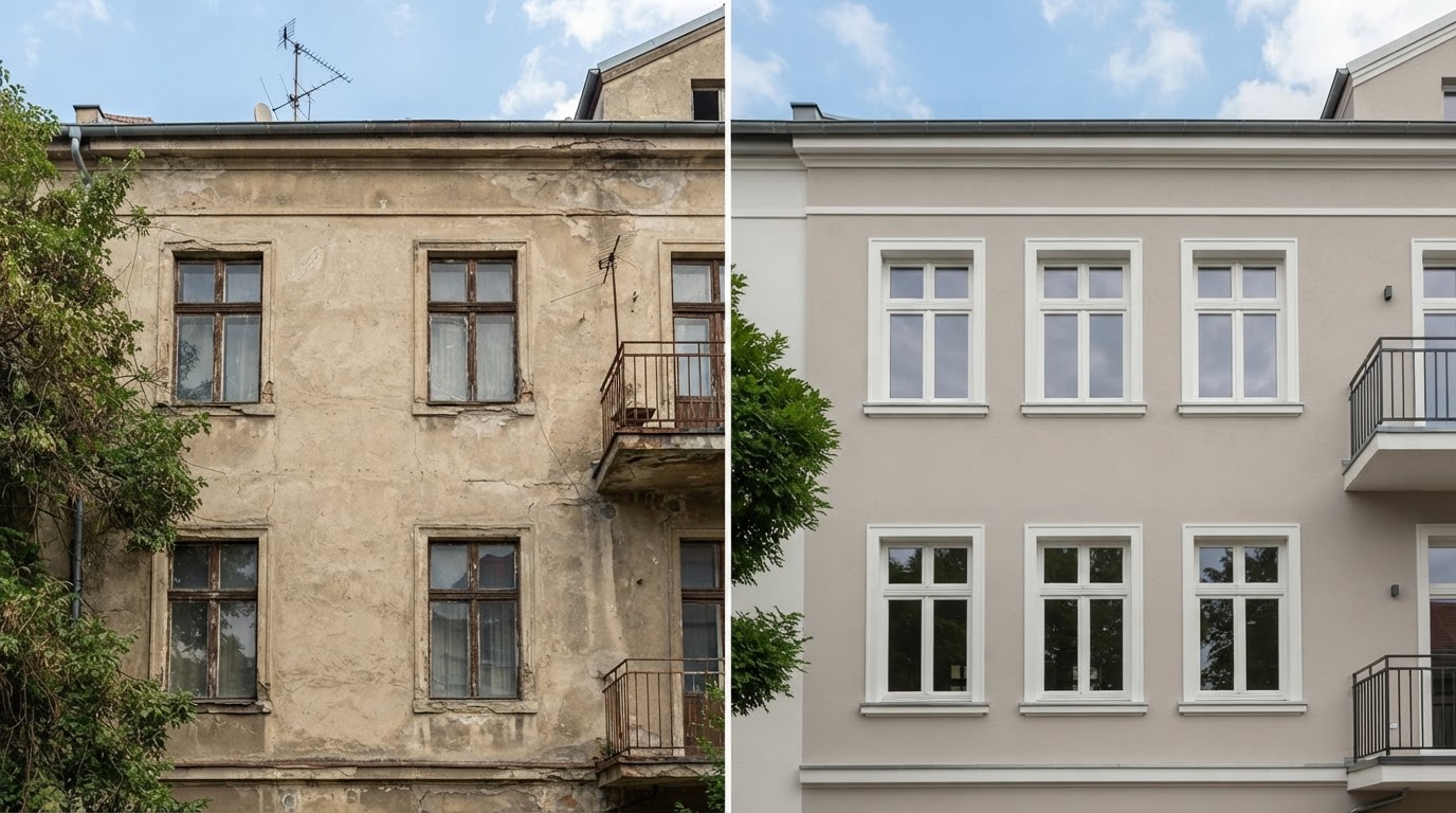 Vorher-Nachher: Fenstersanierung – Monheim am Rhein