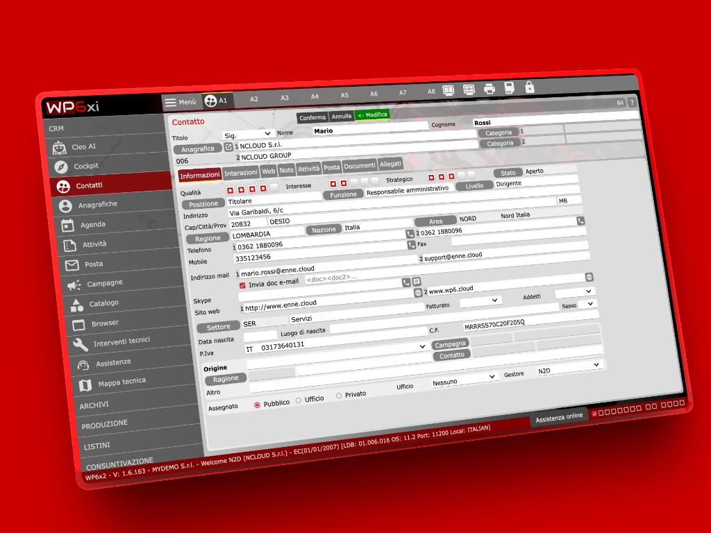 WP6xi CRM - Interfaccia software