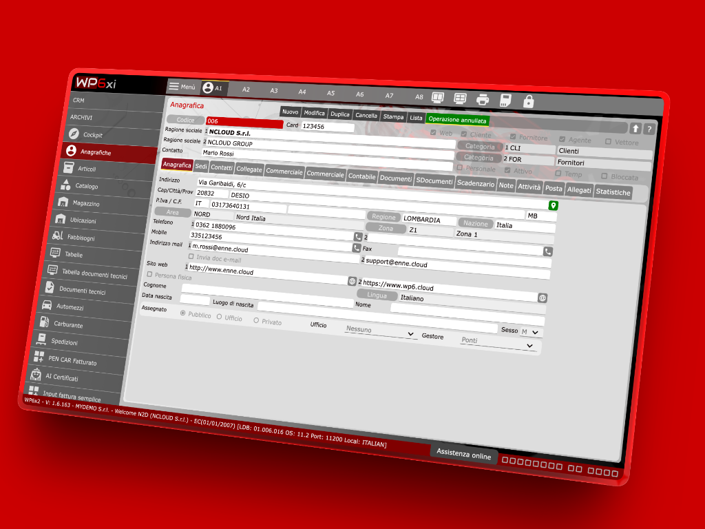 WP6xi ERP Lite - Interfaccia software