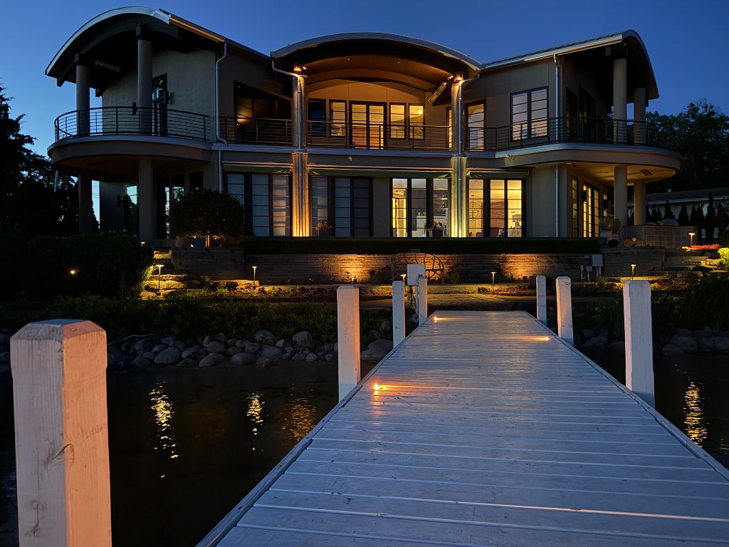 Electrical services and waterfront dock lighting installed by New Leaf Construction in Williams Bay, WI