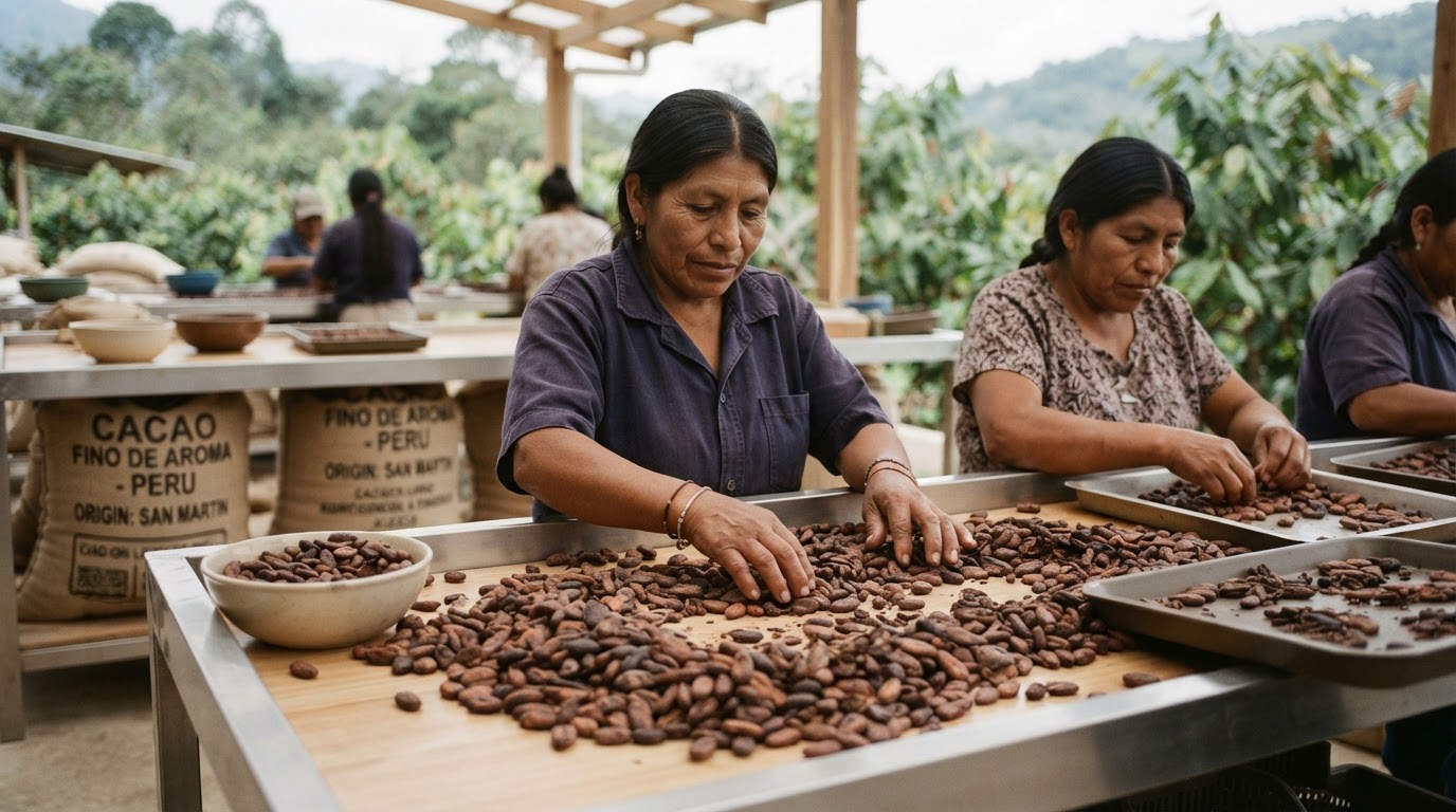 Cacao bean quality sorting at a farm-level assessment station