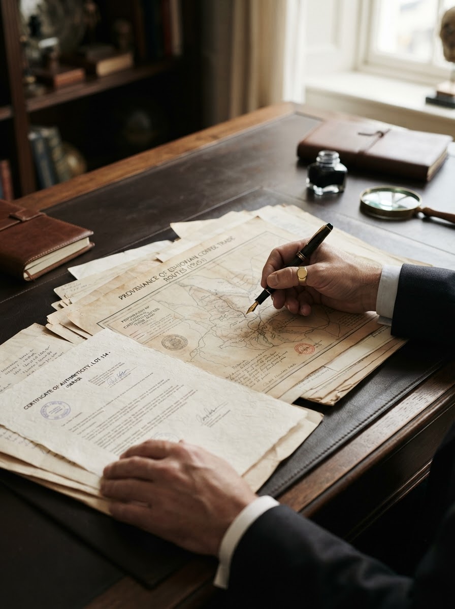 Provenance documents and origin maps on a trade desk