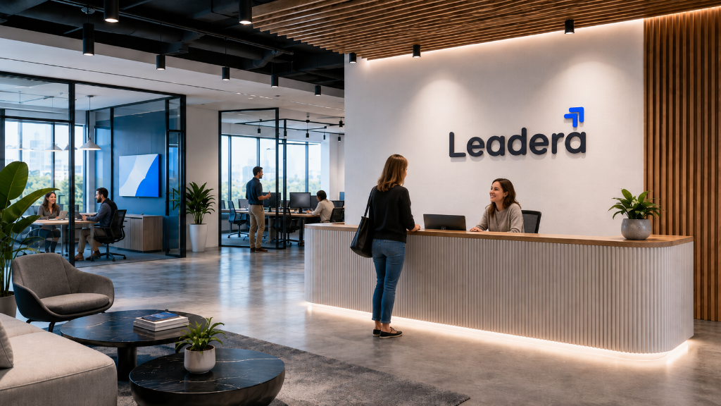 Leadera office reception — contact us to book a free AI marketing audit