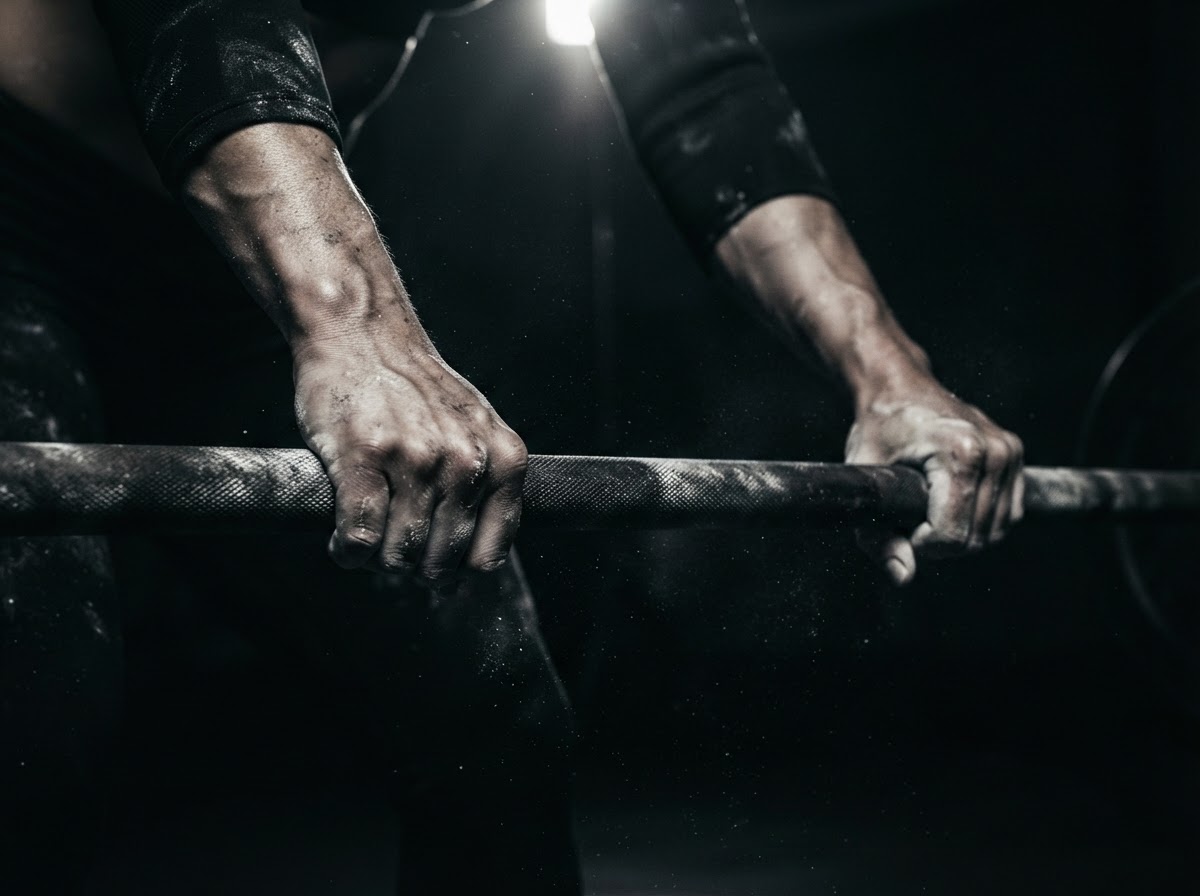 Athlete training with intense focus