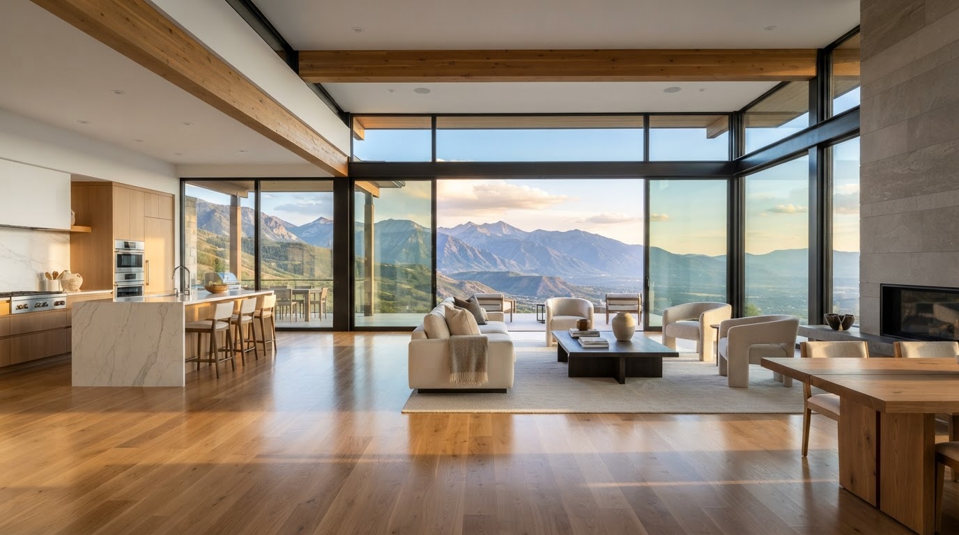 Pristine luxury interior with natural light