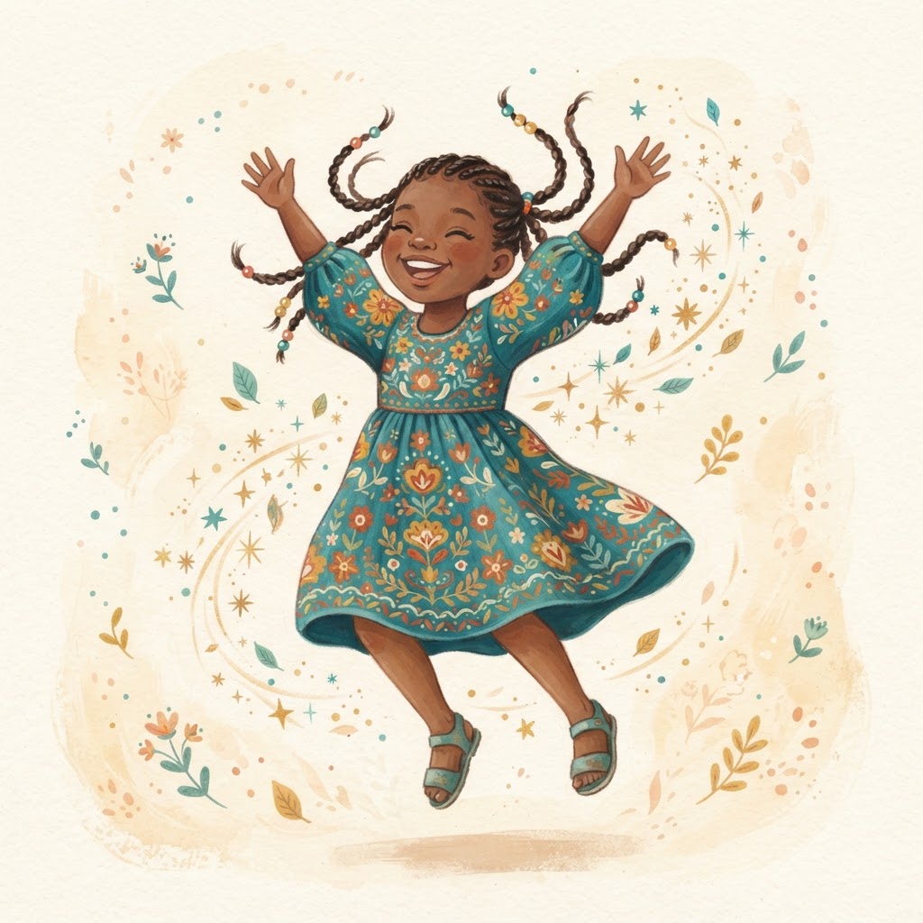 A joyful child jumping