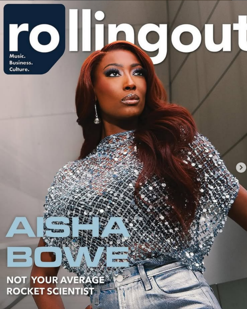 Rolling Out magazine cover featuring Aisha Bowe
