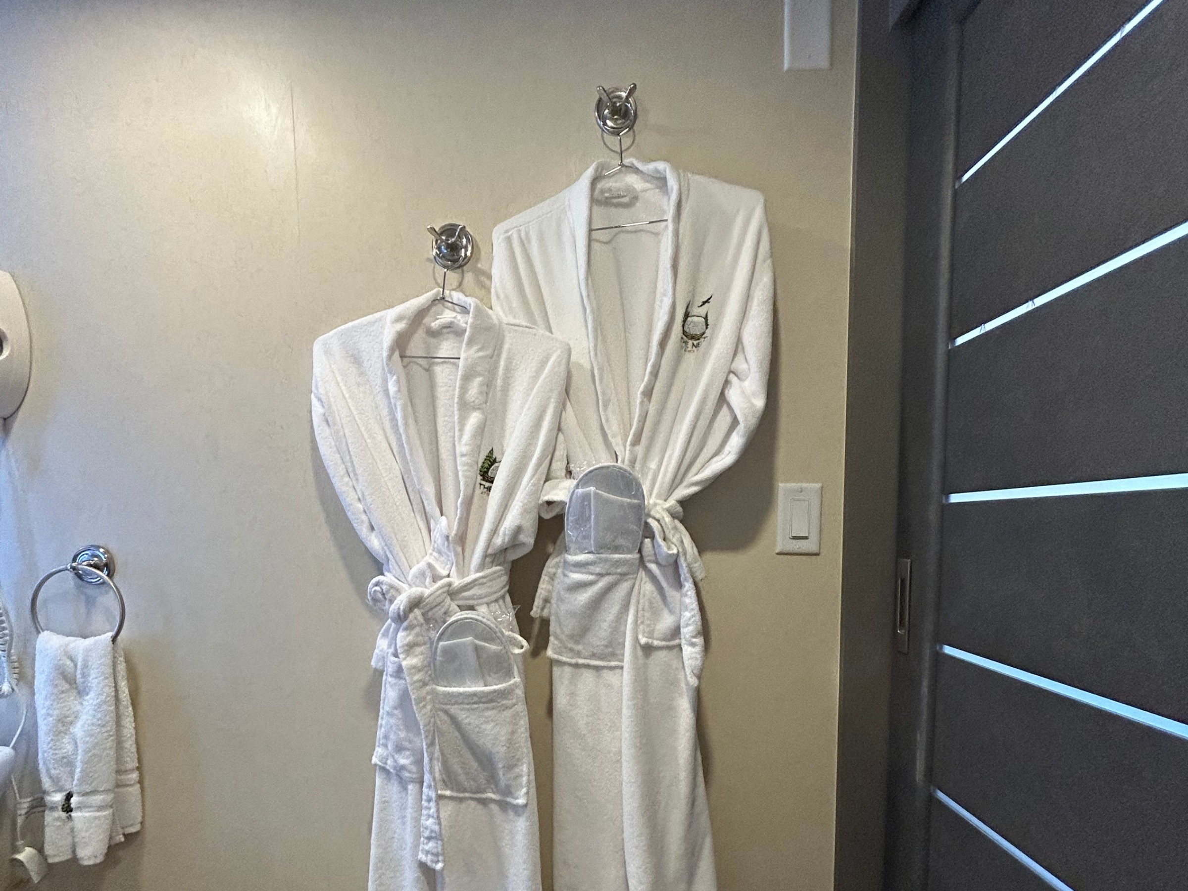 Branded bathrobes and slippers inside the Deluxe Garden Views Dome