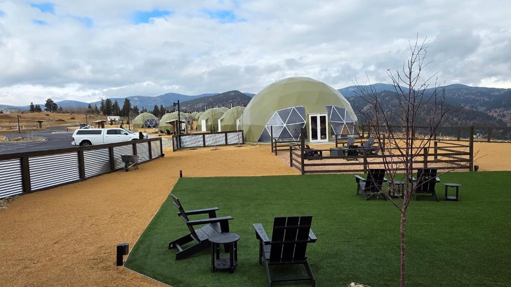 Turf courtyard and domes at The Nest