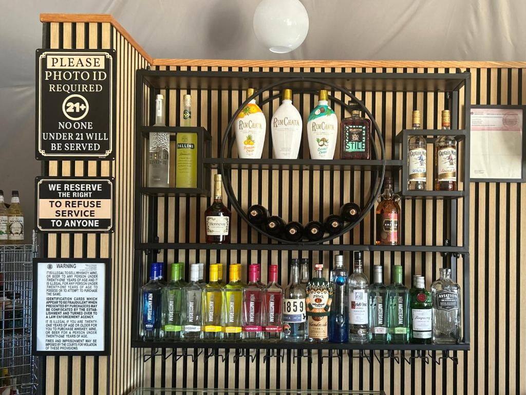 Spirits shelving in the Entertainment Dome bar