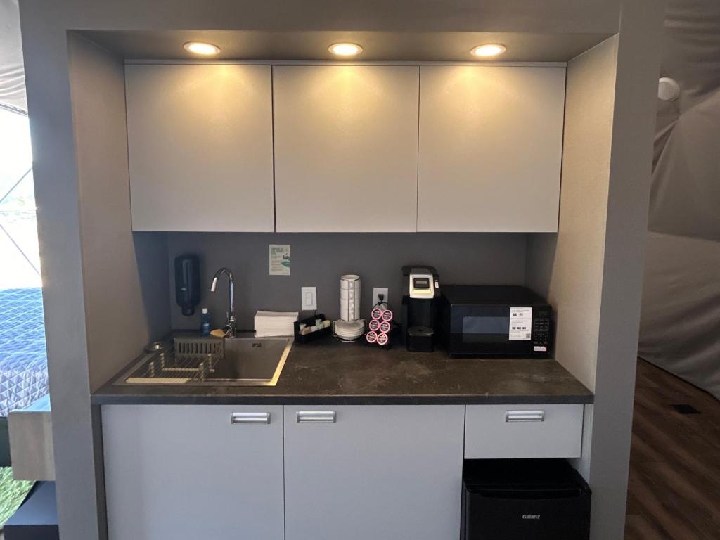 Kitchenette with coffee station inside a dome