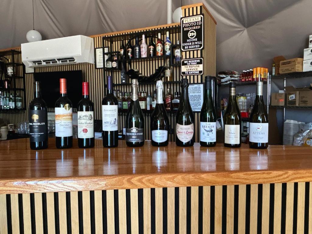 Wine selection on the Entertainment Dome bar