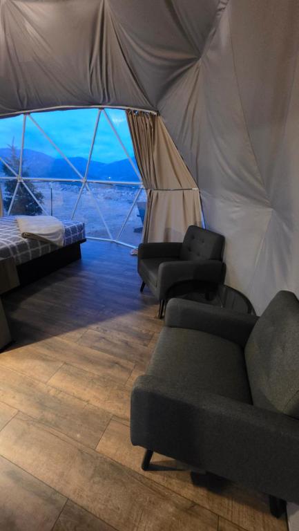 Seating area with a view inside a dome