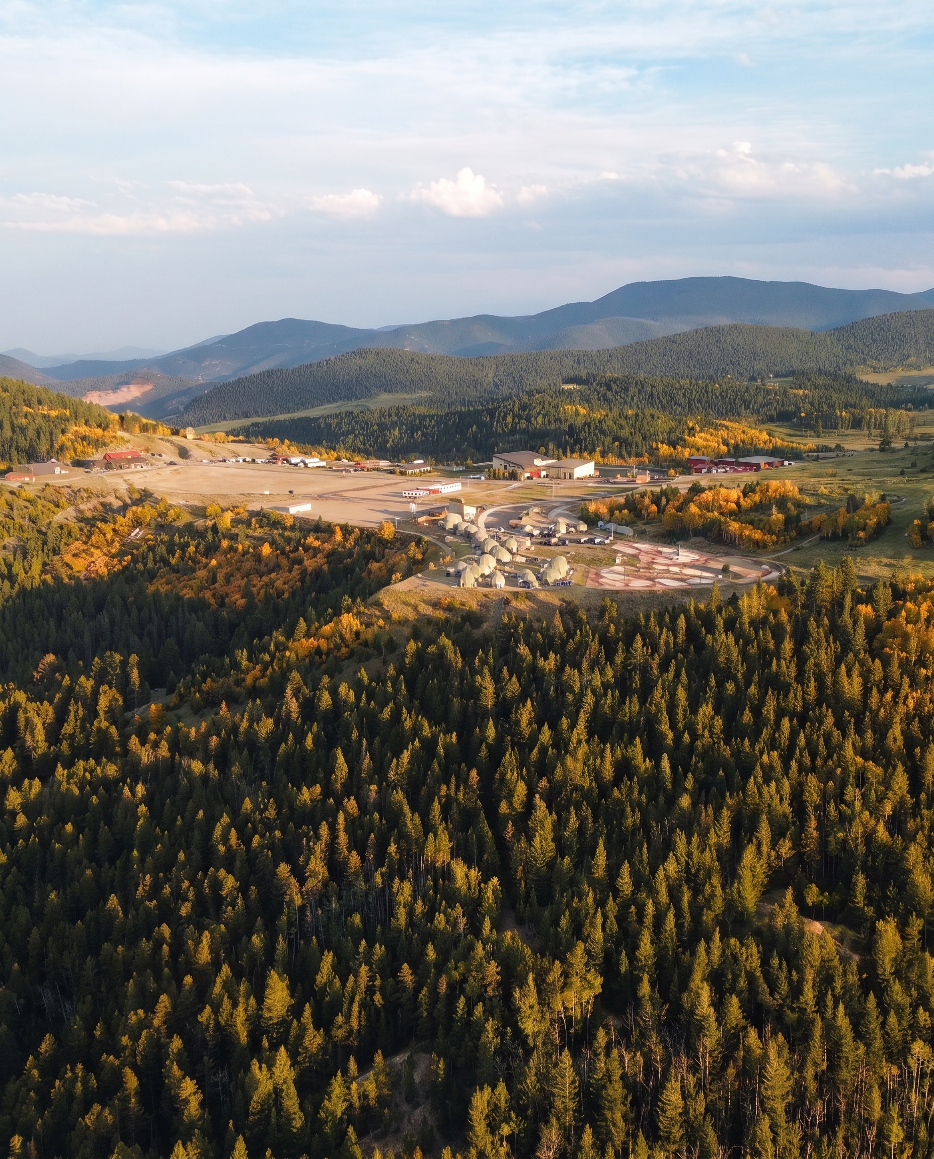 Aerial view of the resort plateau and surrounding mountains