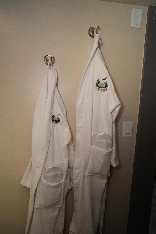 Branded bathrobes and slippers inside a dome