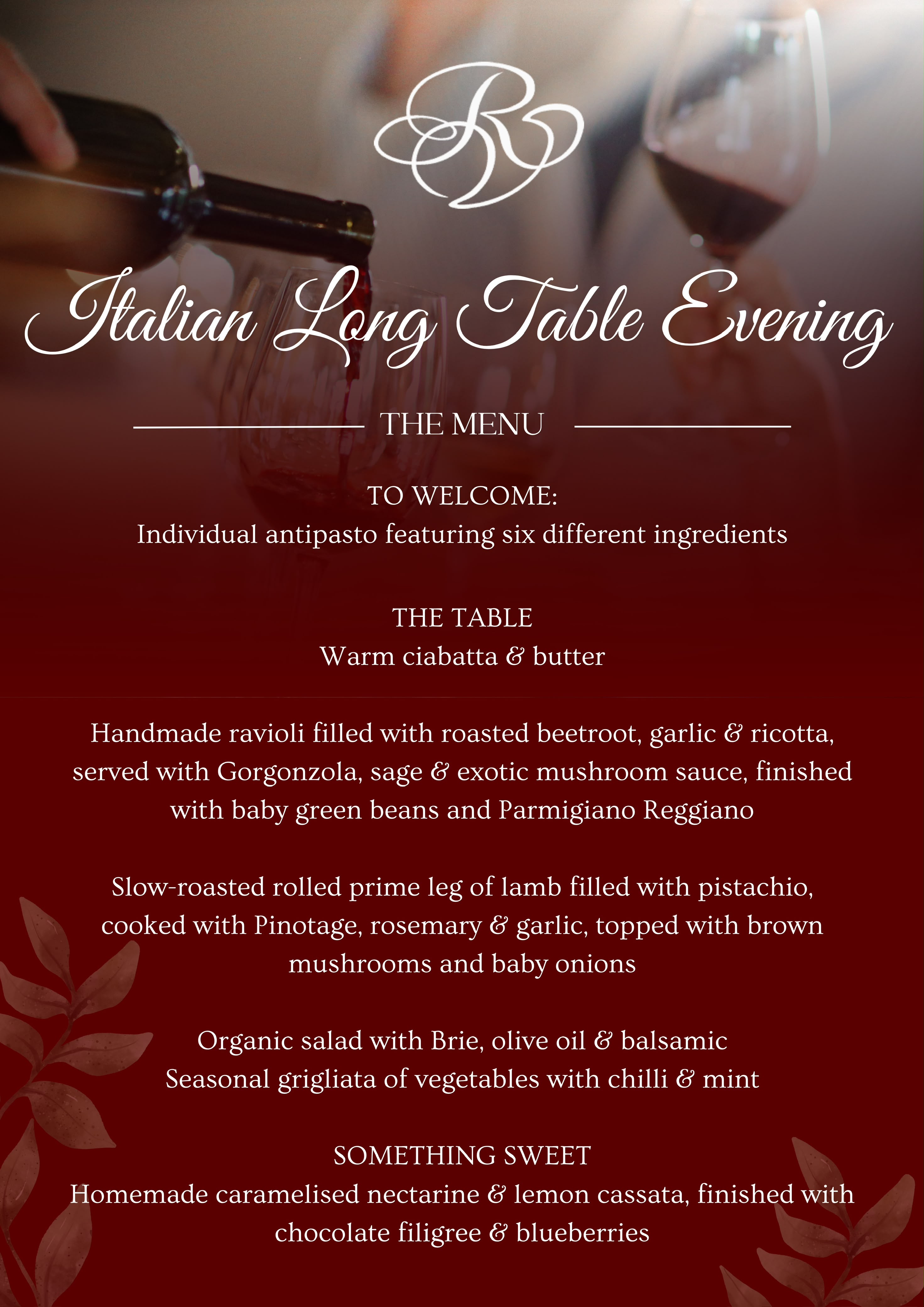 Italian Long Table Evening — the menu