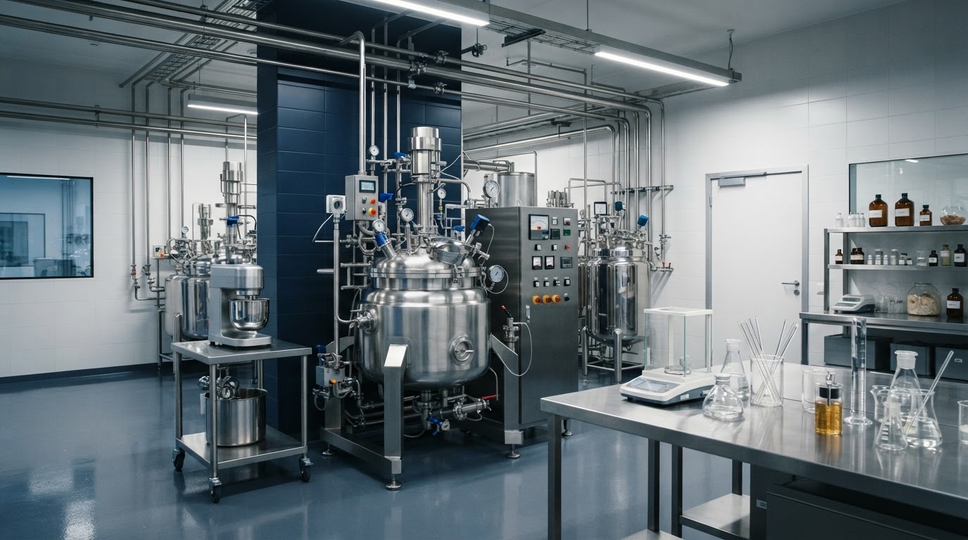 Manufacturing facility with batch mixers