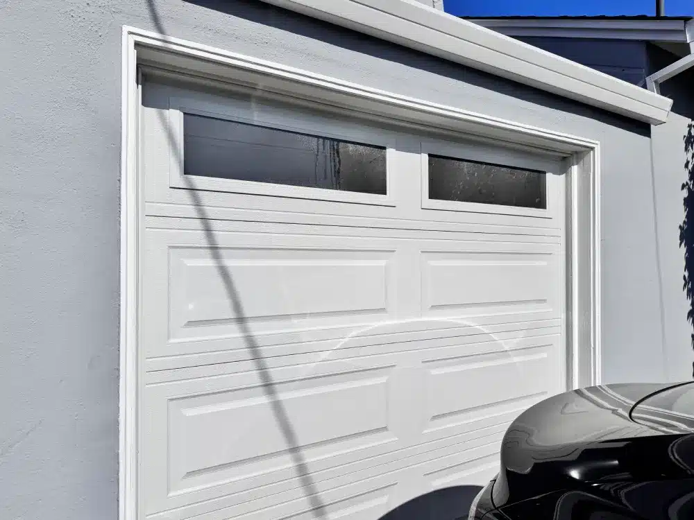 New white garage door installation
