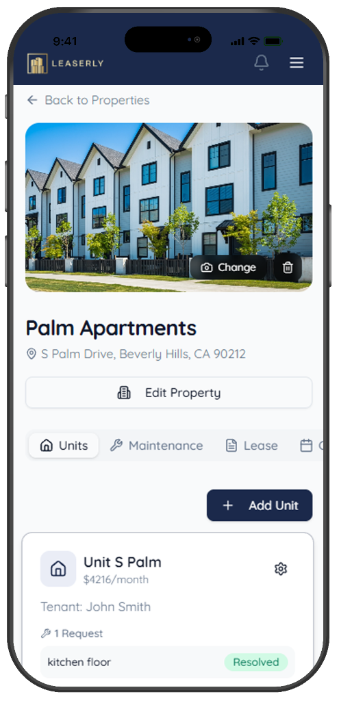 Leaserly property detail page on mobile