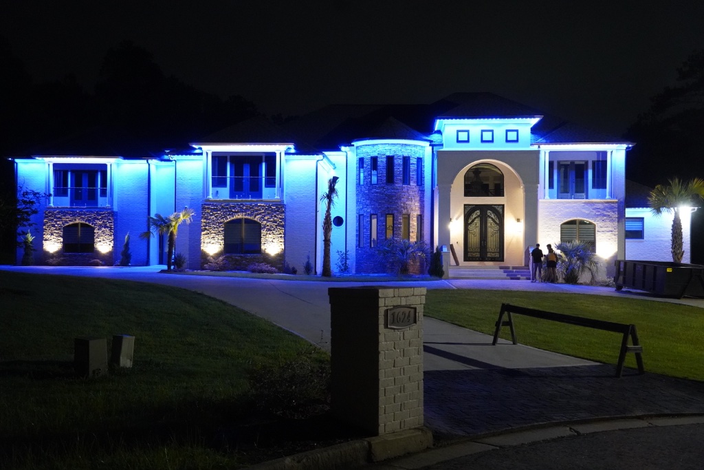 Home with blue LED lighting
