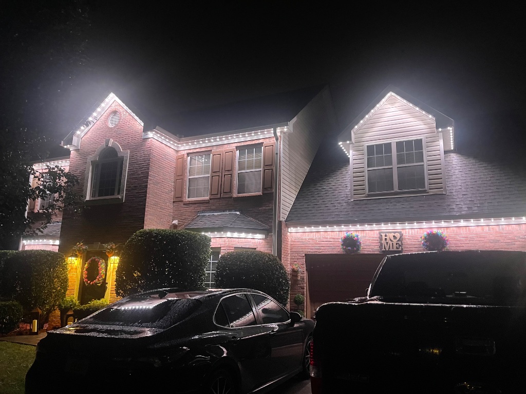 Home with bright white security LED lighting