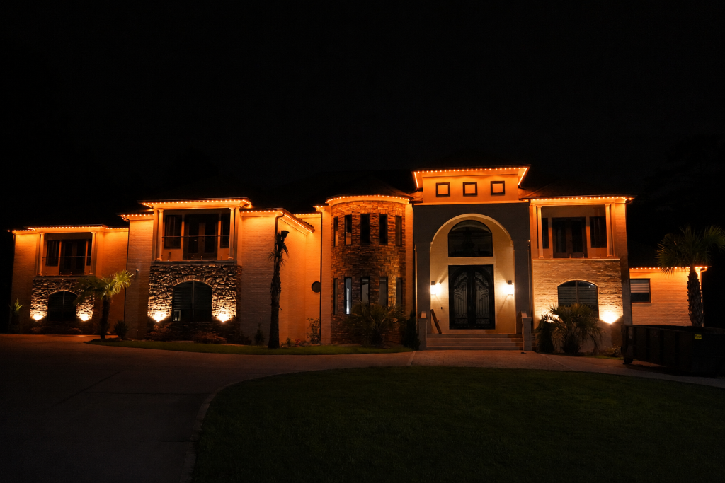 Home with warm orange LED lighting