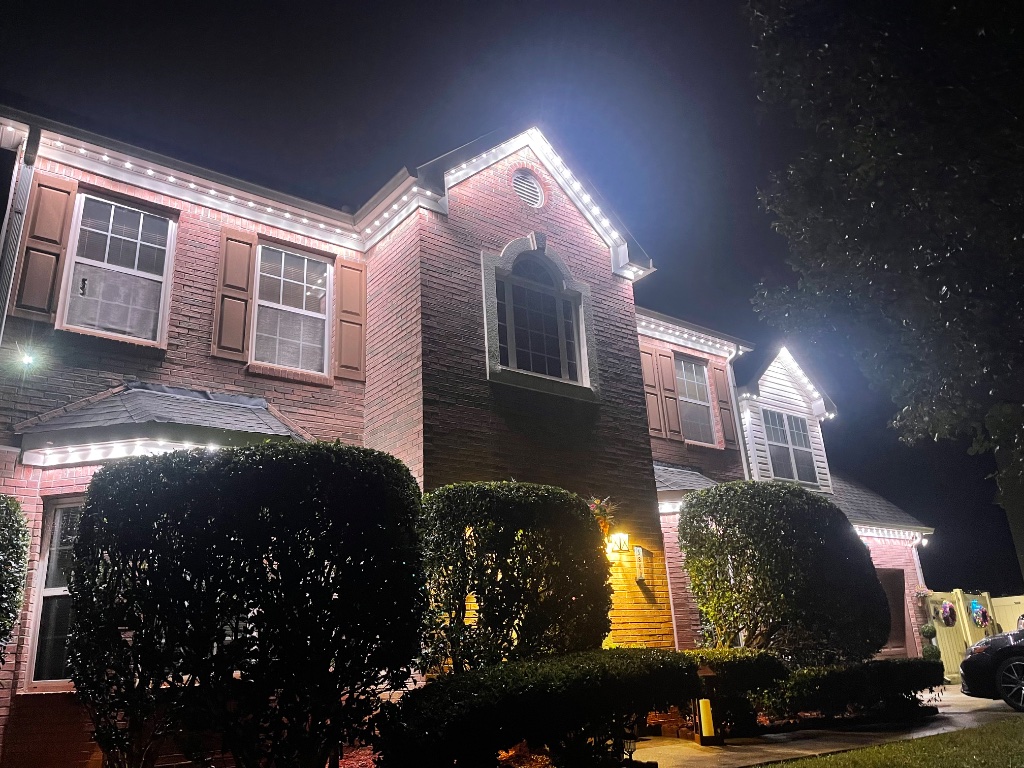 Home with bright white security LED lighting