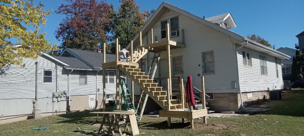 Deck with White Railing - Bloomington, IN