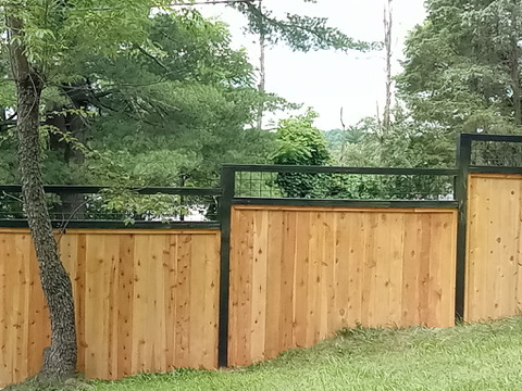 Wood & Metal Hybrid Privacy Fence - Bloomington, IN