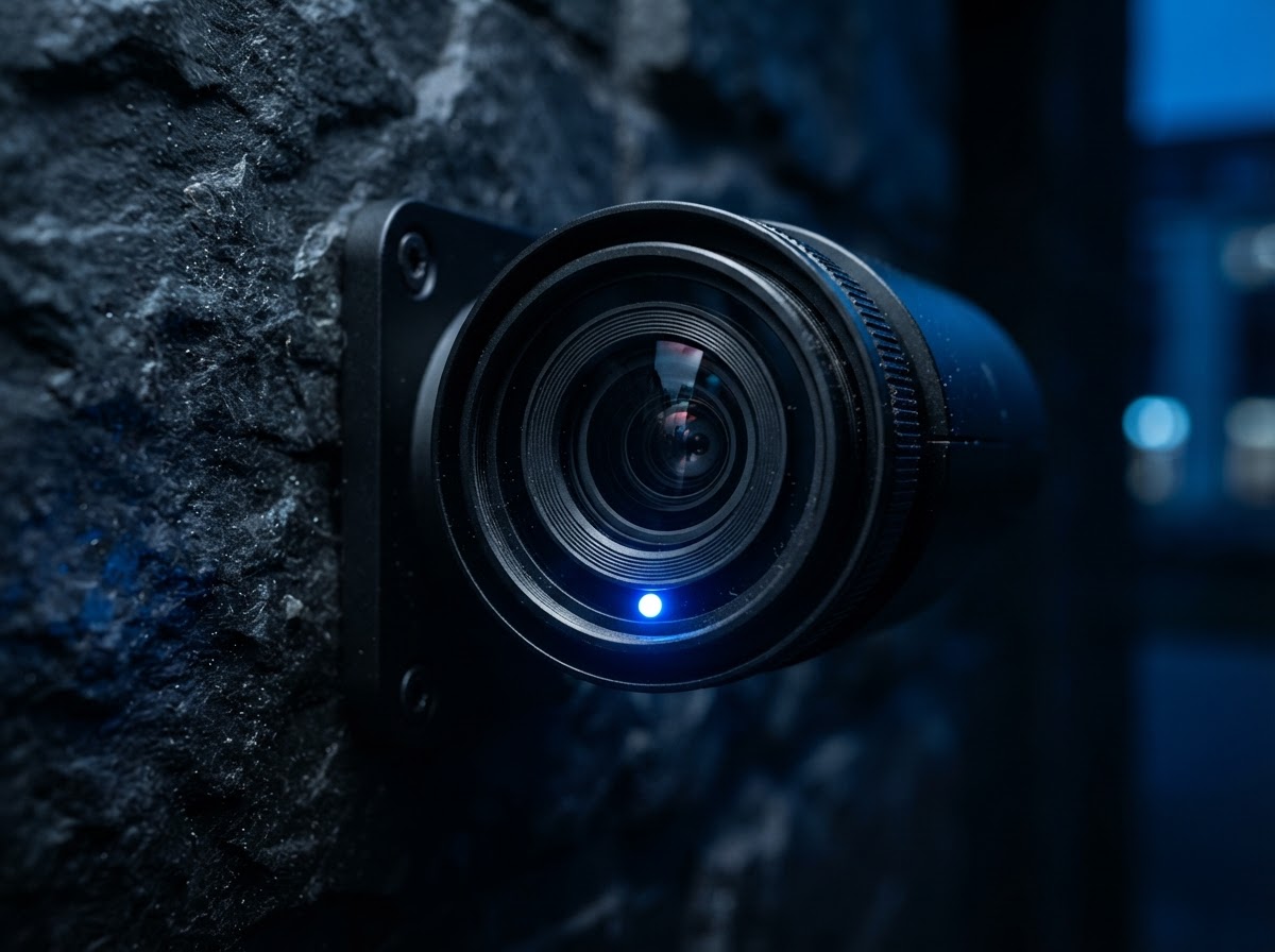 High-definition CCTV camera lens close-up