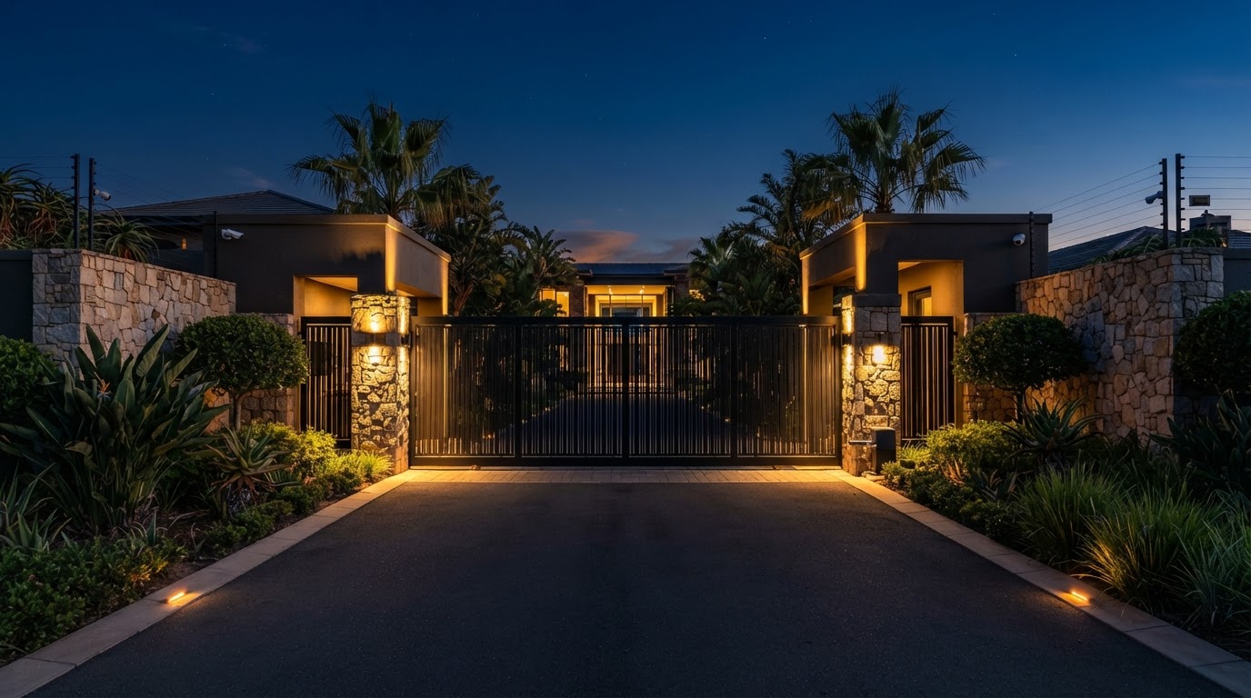Automated security gate at a luxury estate